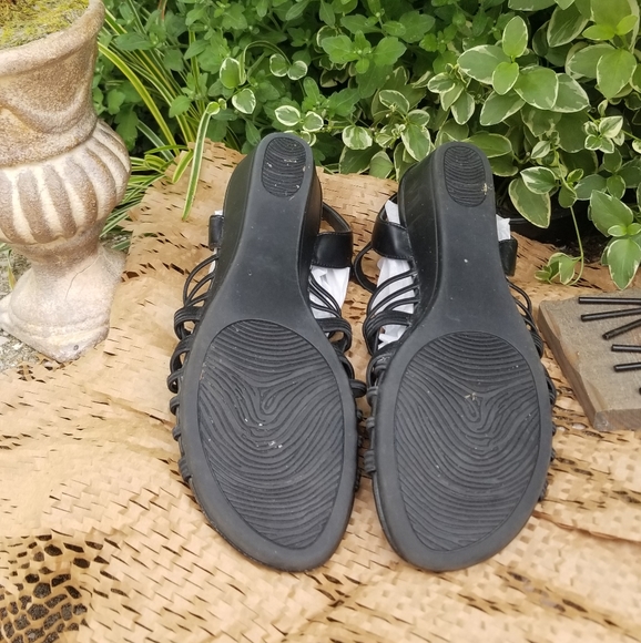 Black RICK Wedge Sandals - Picture 4 of 6